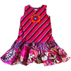 Vintage ZAZA Couture Stripe Tank Top Ruffle Tiered Dress